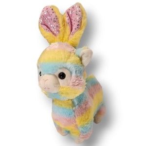 Rainbow Bunny Llama Alpaca Stuffed Animal Plush - Easter Edition 14.5"H